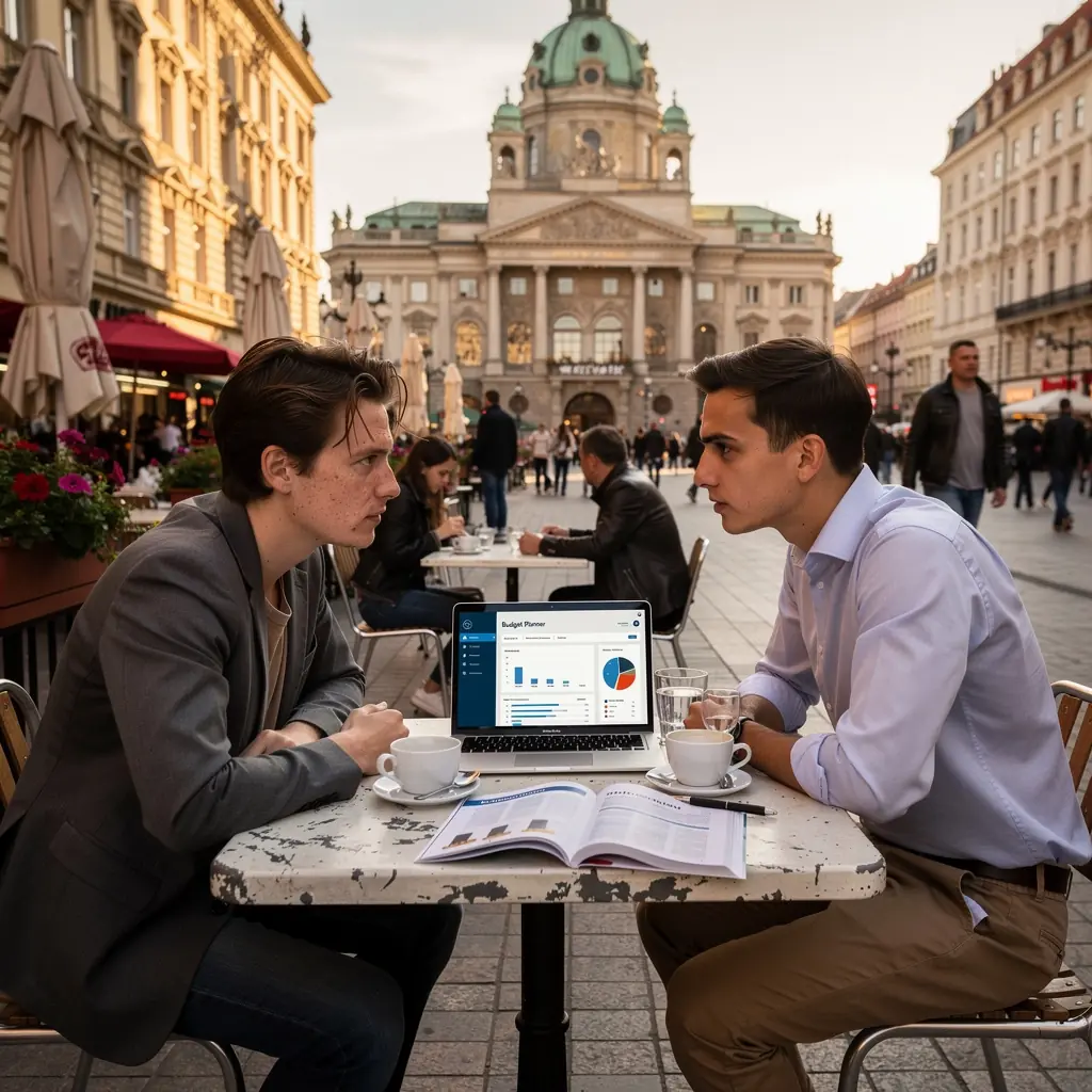 Rodina společně diskutující o finančních cílech a plánování rozpočtu.