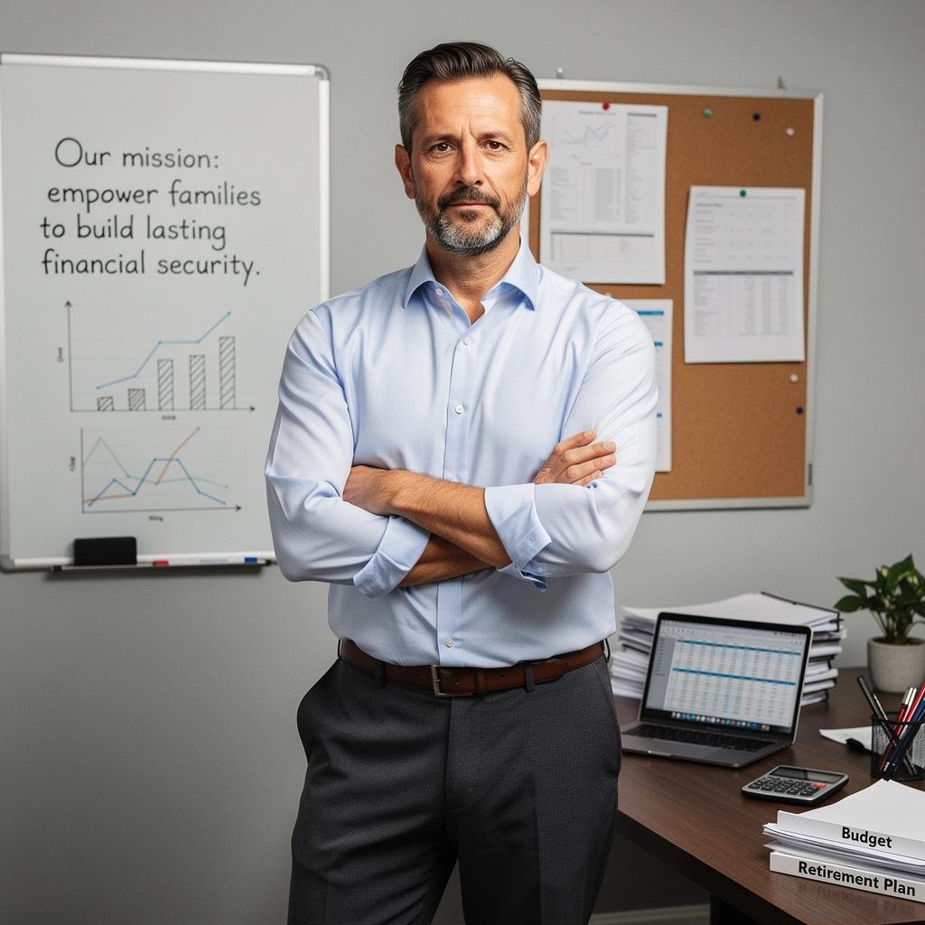 Ilustrace rodiny diskutující o měsíčním rozpočtu